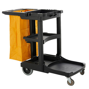 Chariot de service hôtelier Double Swords 117,5x54x97,5 à trois niveaux avec 4 roulettes pivotantes pour le recyclage et le nettoyage de la vaisselle - Product Image 2
