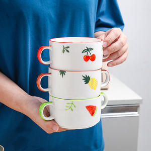 ชามเซรามิคลายการ์ตูนเชอร์รี่สุดน่ารัก ชามเล็กสองหู สำหรับอาหารเช้า อาหารเด็ก ไข่ตุ๋น <span class=keywords><strong>ข้าว</strong></span> - Product Image 3