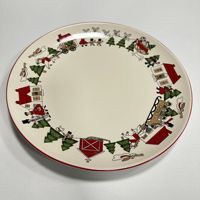 Ensemble d'assiettes en céramique de Noël - Assiettes de dîner pour petit-déjeuner, steak, plats principaux occidentaux, adaptées au micro-ondes, pour hôtels et usage domestique