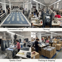 Jeans Baggy à Double Ceinture pour Hommes, Personnalisés, Destructurés, Délavés, à Jambes Larges, Effet Empilé, en Denim, Style Streetwear, Fabricants de Marques Privées