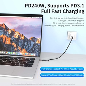 Mới 0.3m 1.2M 2M 16K 120Gbps PD 240W USB Loại C siêu nhanh phí USB 5 <span class=keywords><strong>Thunderbolt</strong></span> 5 cáp cho MacBook Pro máy tính xách tay ngân hàng điện - Product Image 3