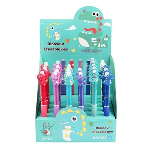 O&Q Personalisierbarer Radierbarer Gelstift aus Kunststoff mit Niedlichem Dinosaurier-Design, 0,5mm, Schwarz/Blaue Tinte, Kinder-Cartoon-Tierstil für Büro und Schule - Product Image 1