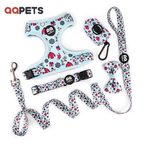 Arnés de perro con diseño de impresión personalizada, conjunto de correa, Collar, Bandana, pequeño, ajustable, sin tirones, conjunto de correa, patrón de calavera - Product Image 2