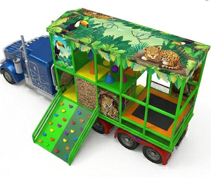 Remorque de terrain de jeu mobile sur le thème du zoo de la jungle personnalisée avec trampoline et piscine à balles - Aire de jeux souple portable sur le thème des animaux pour la <span class=keywords><strong>location</strong></span> événementielle - Product Image 3
