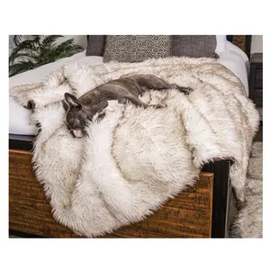 Cama de pelúcia para animais de estimação, super macia e impermeável, 50*60 polegadas, lavável, fofa, de pelo falso, cobertor para cão e gato