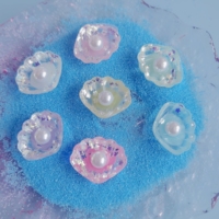 100 pezzi in resina colorata Glitter 3D con guscio di perla aperta e Cabochon con fondo piatto abbellimenti album fai da te accessori per la casa