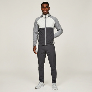 Custom Reflective Logo Polyester Woven Color Block Regular Fit <b>Zip</b> <b>up</b> Windbreaker <b>Jacket</b> Men - Product Image 1
