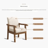 Fauteuil minimaliste en bois massif et tissu rembourré, chaise individuelle pour salon, bureau ou salle de réunion