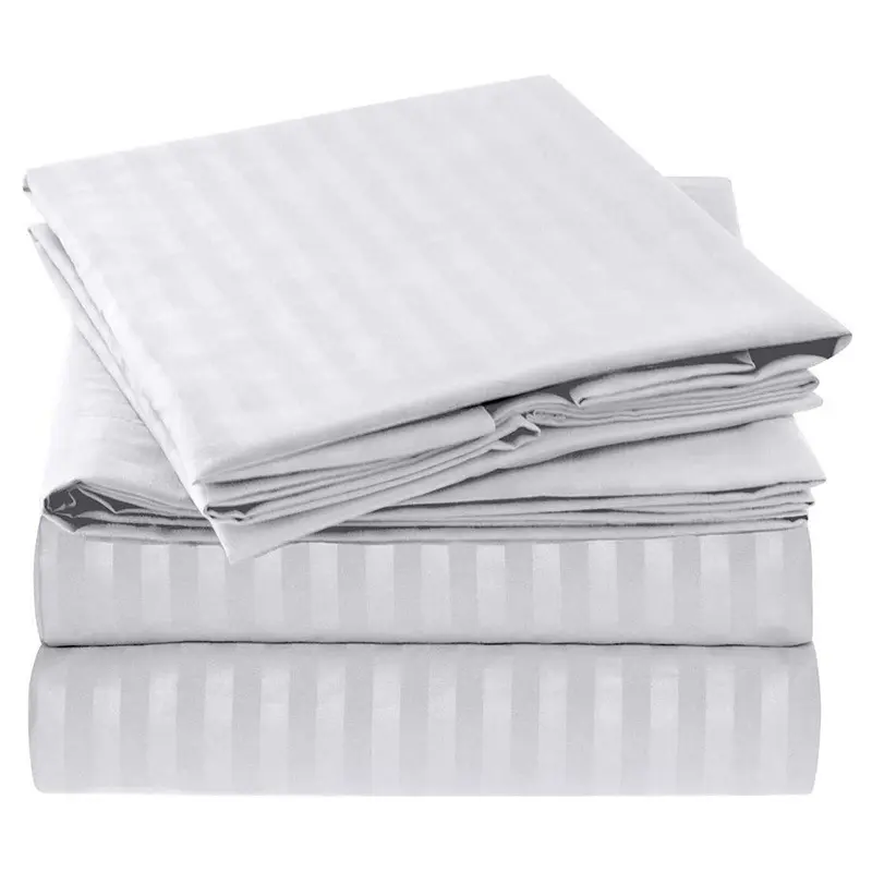 Draps housse de lit simple blanc Ensembles de draps en coton Draps en coton pour lits 4 PCS