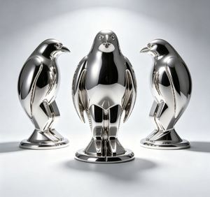 Statue d'animal moderne en métal personnalisée, sculpture en acier inoxydable, pingouin - Product Image 3