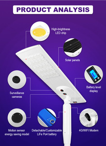 Lampe solaire LED intelligente tout-en-un pour extérieur avec capteur de mouvement Wifi 4G, 60w 80w 120w 300w, avec caméra CCTV FL-Y - Product Image 2