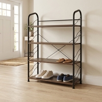 Zapatero Industrial con Estantes, Librería Moderna con Estructura Metálica, Organizador de Almacenamiento Independiente para Entrada, Estante de Cocina de 4 Niveles