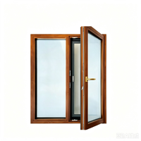 Ventanas Abatibles Horizontales de Madera Revestida de Aluminio con Rotura de Puente Térmico para Uso Exterior en Villas, Ahorro Energético, Fácil Instalación