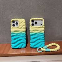 Coque de téléphone texturée vert crème color block avec cordon pour iPhone 17 et iPhone 16 Pro Max, Housse de protection mate douce pour 14