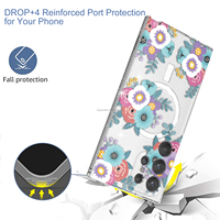 Coque de téléphone antichoc magnétique en TPU+PC avec motif floral scintillant, style INS de luxe, pour femme, pour Samsung – Grande Vente