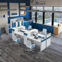 Système de cloisons de bureau modulaires flottantes en bois moderne avec tiroirs de rangement
