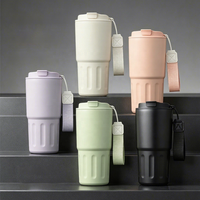 Bouteilles d'eau isothermes personnalisées à petite ouverture, tasses à café chaud et froid avec couvercle et corde