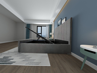 Cadres de lit en tissu à rayures verticales capitonnées avec tête de lit haute, design moderne, prix d'usine, disponibles en tailles double, king et queen.