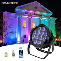 Lot de 2 projecteurs LED PAR étanches IP65 avec sac, 12x18W 6-en-1, sans fil DMX, télécommande WiFi, pour DJ, mariage, éclairage de scène