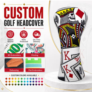 Housse de tête de club de golf personnalisable en cuir PU, nylon et polyester, durable, avec broderie 3D imprimée - Product Image 1