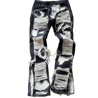 Jeans DiZNEW pour hommes, vente en gros, pas cher, grande taille, jeans noirs à moustaches de chat, pantalons pour hommes, hip hop