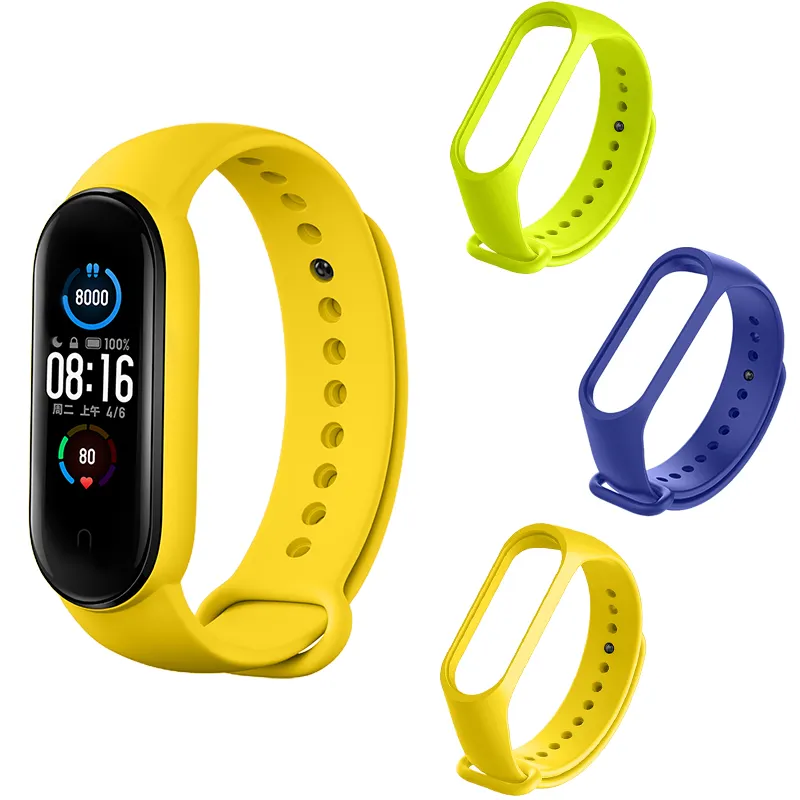 Watch Band Strap For Xiaomi 6 5 4 3 Sport Rubber Silicone Smart Watch Bracelet Mi Band 6 5 3 4 Strap