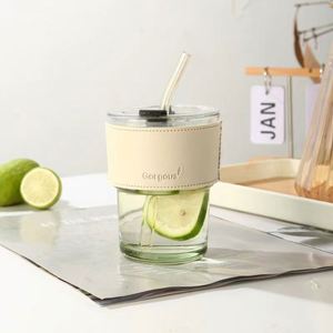 Mug à café en verre transparent écologique de 12 oz avec couvercle et paille, cadeau promotionnel personnalisé - Product Image 4