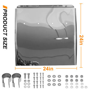 24英寸x24英寸卡斯卡迪亚型号不锈钢四分之一挡泥板组1对沃尔沃VNL肯沃斯卡车组2 - Product Image 3