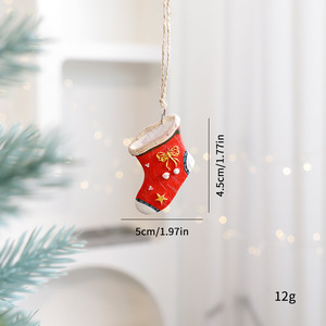 Handmade Resin Christmas Tree Decorations Set Adorable Stocking Present <b>Box</b> Tree Shapes Waterproof Hanging Ornaments for Holiday - Product Image 6