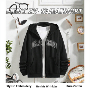 Sudadera con Capucha de Alta Calidad para Hombre, con Cierre, Estilo Deportivo, Bordada y Personalizada, 100% Algodón para Otoño - Product Image 2