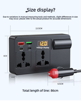 Convertisseur de puissance pour voiture 200W, DC 12V-24V vers AC 220V avec affichage numérique pour ordinateur portable, chargeur de téléphone, utilisation automobile