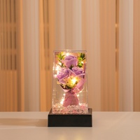 CHUANGXUN Lampe de nuit LED en forme de rose artificielle, vase de fleurs éternelles, cadeau personnalisé pour le festival Qixi, design moderne et simple