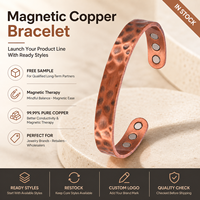 Joyería Magnética de Cobre Puro, Joyería de Terapia Magnética, Brazalete Abierto Ajustable Martillado Vintage, Venta al por Mayor Personalizada