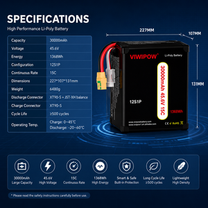 Batterie intelligente pour drone 30000mAh 45.6V 15C 12S haute tension pour UAV industriel personnalisée - Offre Spéciale - Product Image 3