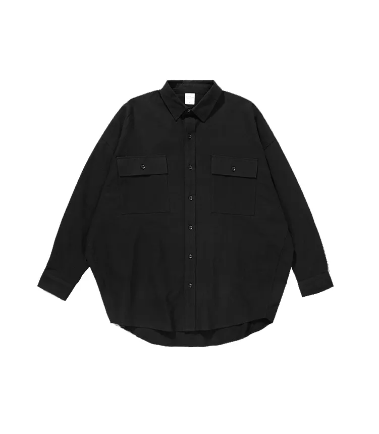 Custom logo Corduroy cotton over size shirt round hem simple style men shirt