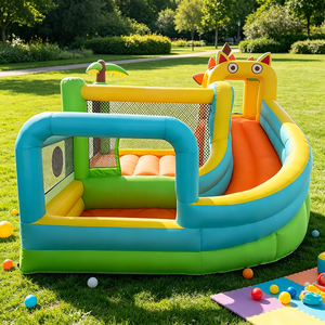 Château gonflable personnalisé en forme de dinosaure monstre avec toboggan et fosse à balles pour enfants, pour jardin résidentiel, livré uniquement avec un souffleur d'air - Product Image 6