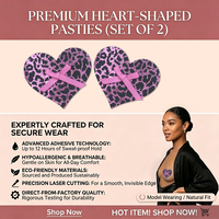 Listo para Enviar: Cubrepezones Desechables con Estampado de Leopardo Morado, Lazo Rosa y Forma de Corazón, Entrega Rápida, Venta al por Mayor