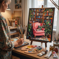 Kit de peinture par numéros pour débutants adultes, 24 couleurs de peinture acrylique, art mural pour la maison, la salle d'étude ou la salle de lecture