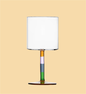 Calice di vetro per vino quadrato chiaro in vetro con gambo colorato borosilicato - Product Image 3