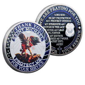 Gedenkmünze aus Zinklegierung mit Heiliger-Michael-Motiv, zwei Farbvarianten, Engelsmuster, Abzeichen-Element, DANKE - Product Image 4