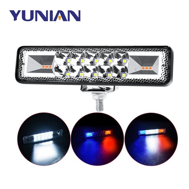 48W Double Color Amber Red Blue Led Work Light Bar Combo Beam Driving Work Lamp Headlight Floodlight Spot Fog Lamp Led Bar