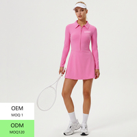 Robe de tennis pour femme en gros avec short intégré, demi-zip, dos nageur, robe de golf et de sport