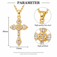 Collier Croix ARNAN en Cuivre Plaqué Or avec Micro-Pavé de Zircons, Pendentif Bijou Chrétien pour Usage Quotidien, Vente en Gros, Cadeau d'Anniversaire