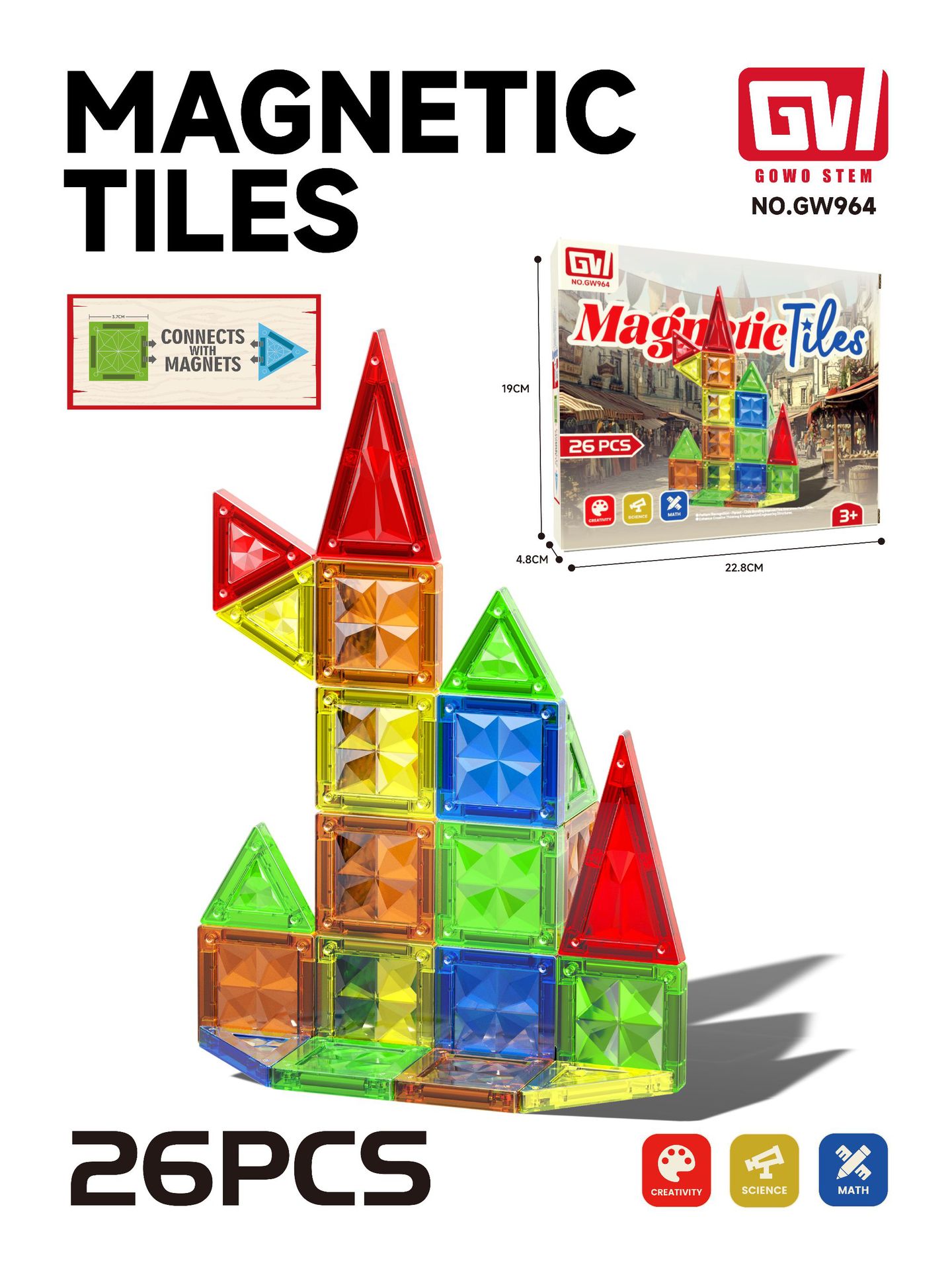 Gw964-26 pezzi scatola colorata - magnete fisso