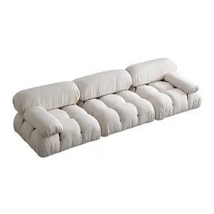 Home furniture fabric white boucle sofa cube sectional living room sets 2 seater combination pieces sofas modular