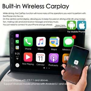 Autoradio avec navigation CarPlay sans fil à commande vocale AI 128 Go pour Ford Fiesta 2009-2017, navigation GPS, lecteur multimédia vidéo Android 13 - Product Image 3