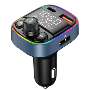 Radio con Bluetooth para coche, transmisor FM, reproductor de Audio MP3, Kit de manos libres inalámbrico con cargador USB rápido de 20W PD tipo c 18W QC 3,0