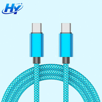 Câbles de données USB-C vers Type-C tressés en nylon à charge rapide, accessoires pour téléphones Android Samsung iPhone pour le commerce transfrontalier