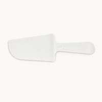 Couteau à gâteau jetable en CPLA végétal 187 mm, compostable, à bord dentelé pour desserts