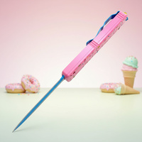 Couteau de poche EDC UT85 en acier 440C avec manche en alliage de zinc rose en forme de beignet pour le camping et la chasse en extérieur – Vente en gros pour petites commandes